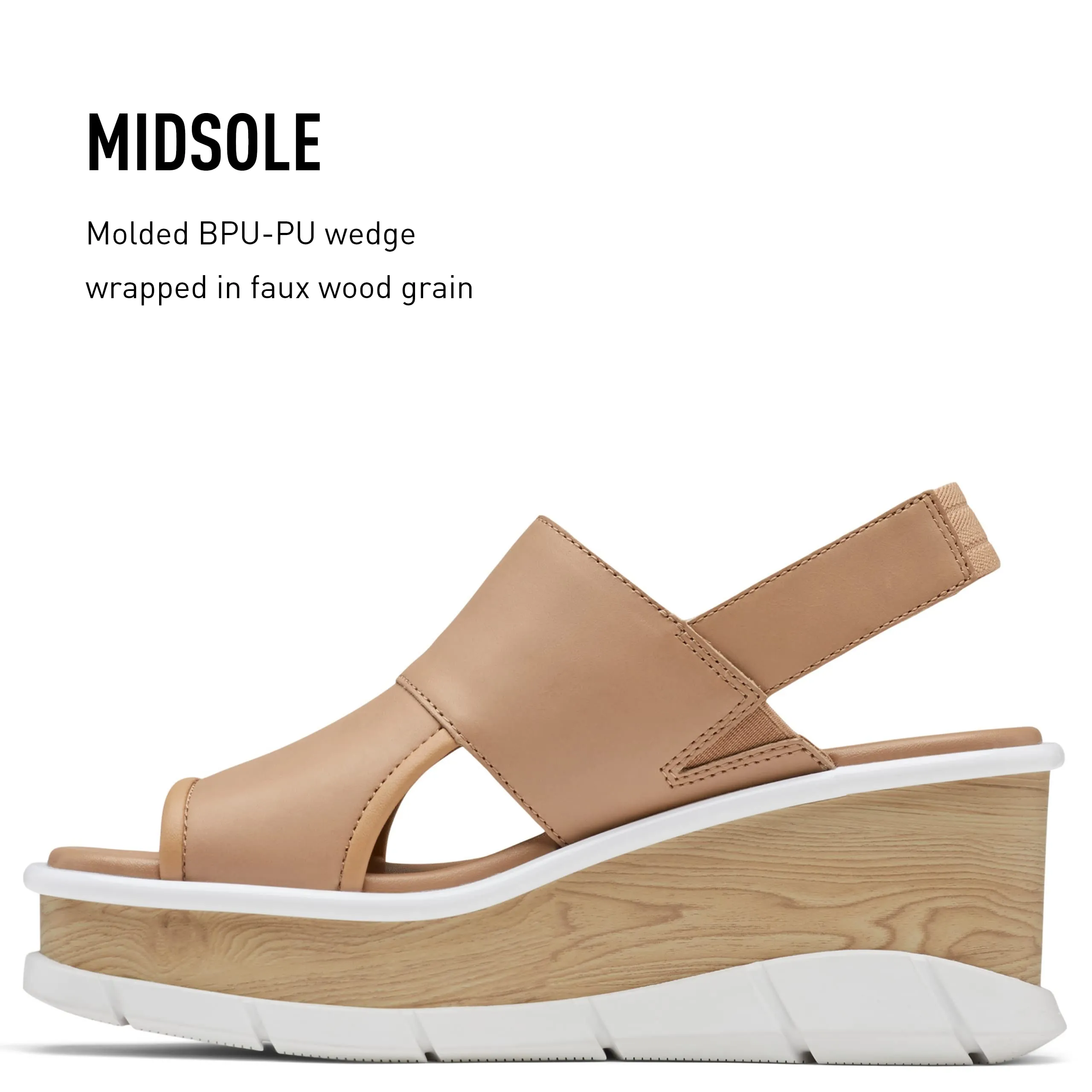 Sorel Women's Joanie III Slingback Sandals - Honest Beige, White - Size 9.5