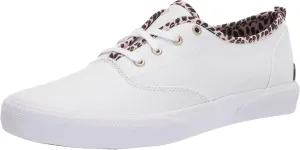 Sperry Kid's Pier Wave Cvo Washable Sneaker, White/Leopard, 12.5 Medium