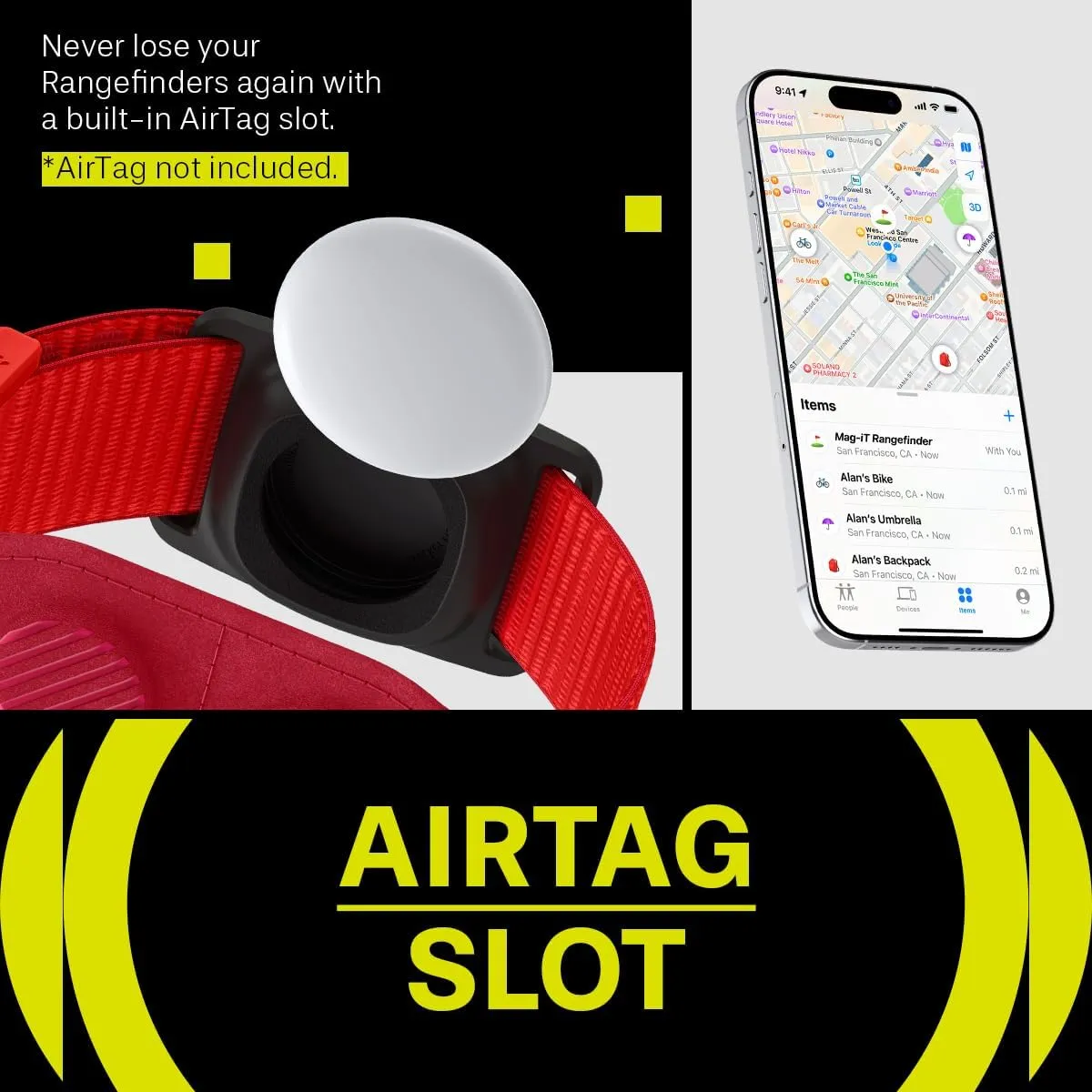 Spigen MAG-iT Magnetic Golf Rangefinder Strap with AirTag/TagMe Tracker and GPS for Golf Cart
