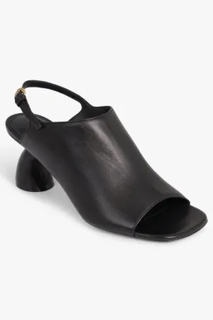 Strap Back Curved 50Mm Heeled Sandal | Black