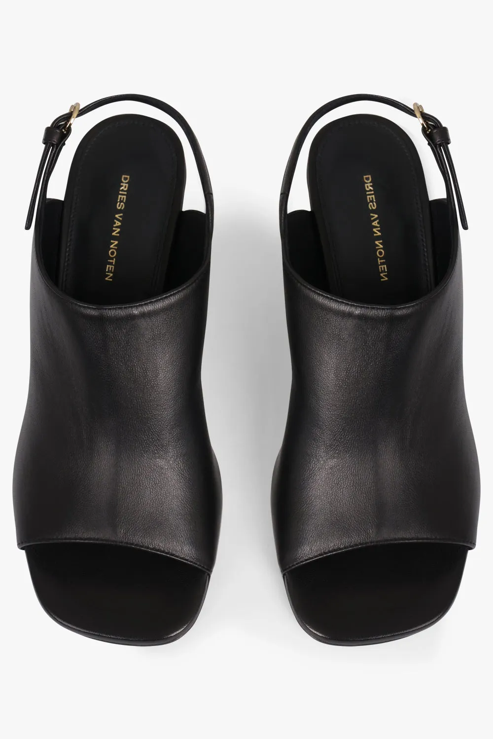 Strap Back Curved 50Mm Heeled Sandal | Black