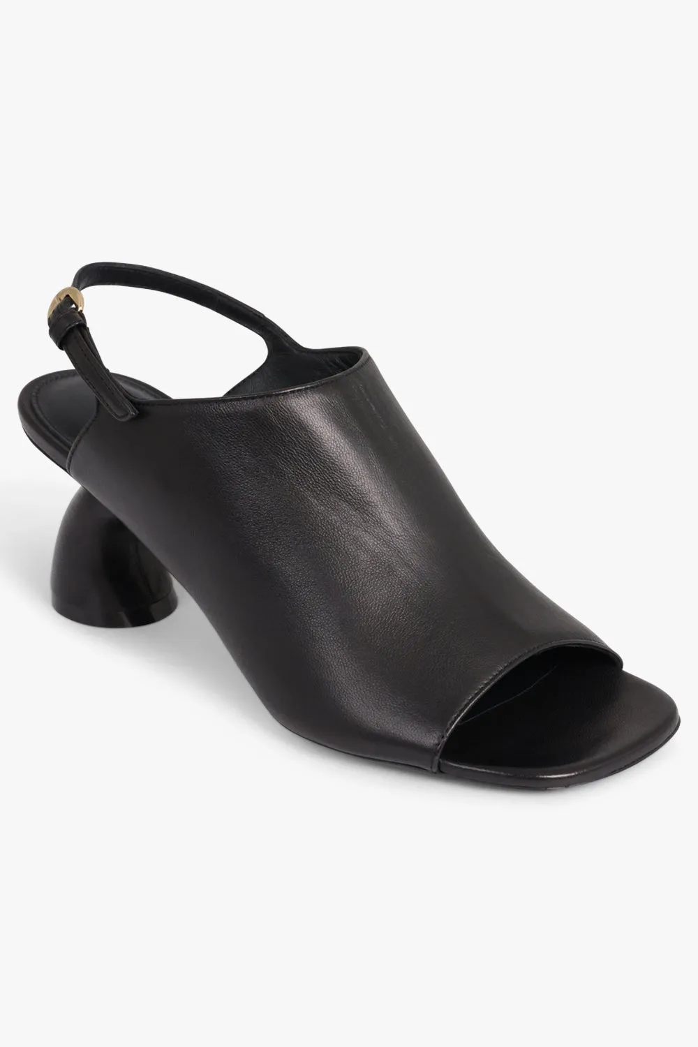 Strap Back Curved 50Mm Heeled Sandal | Black