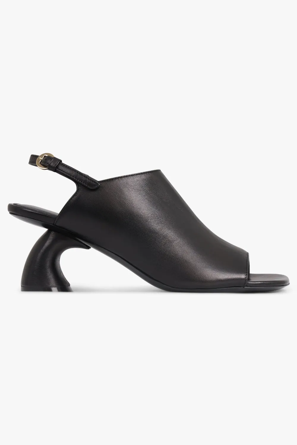 Strap Back Curved 50Mm Heeled Sandal | Black