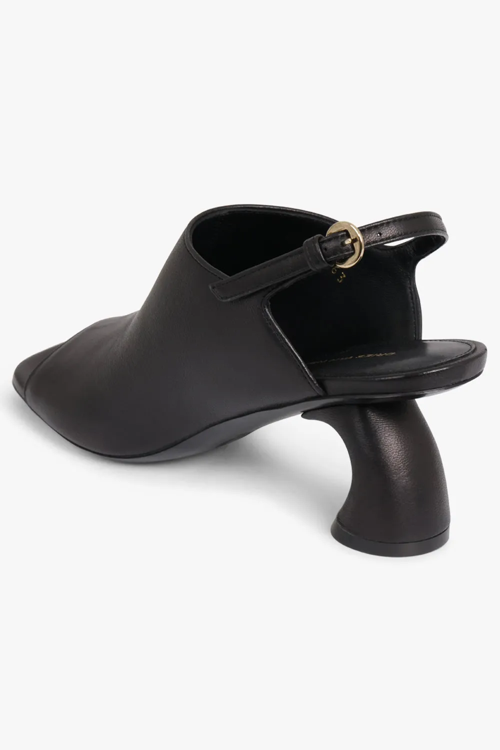Strap Back Curved 50Mm Heeled Sandal | Black