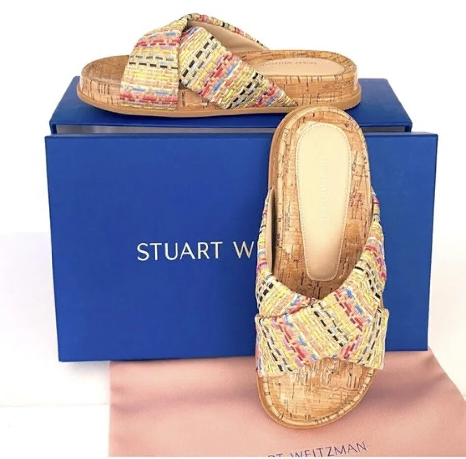 STUART WEITZMAN ROZA SPORT RAFFIA SLIDES