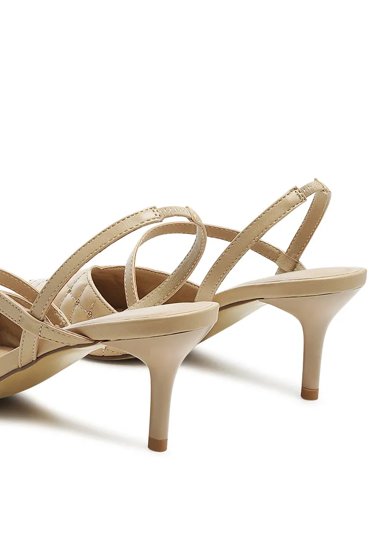 Studded Quilted Faux Leather Slingback Sandal
