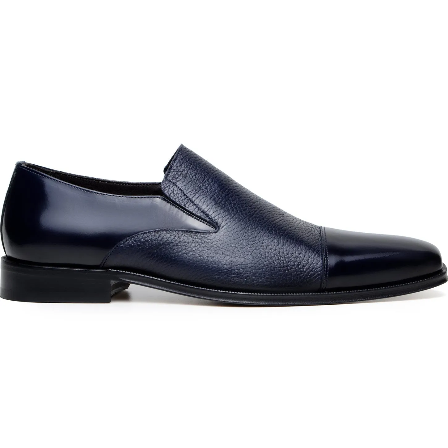 Studio Belvedere Andreo Men's Shoes Deer-Skin / Calf-Skin Leather Cap-Toe Slip-On Loafer  (SBV1012)