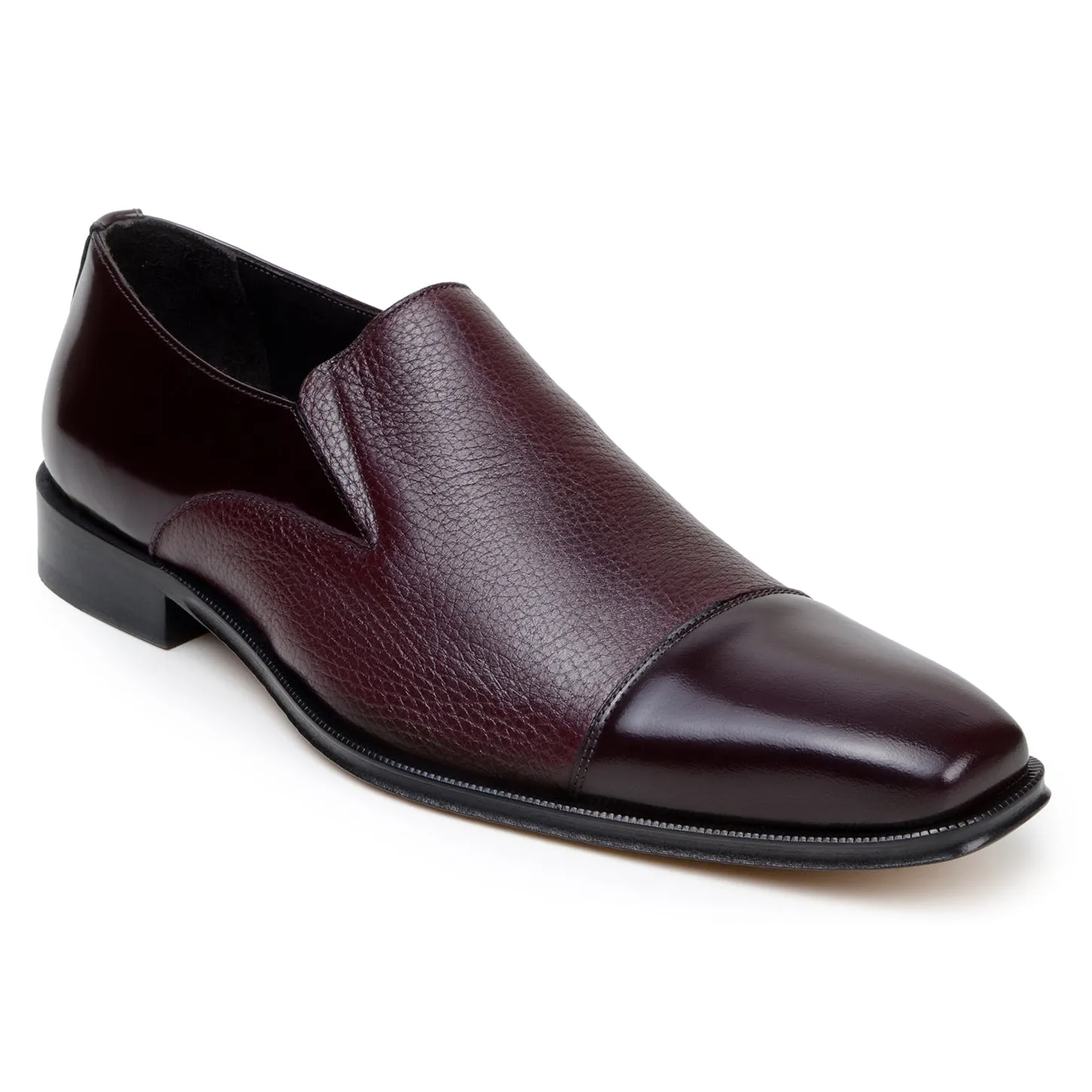 Studio Belvedere Andreo Men's Shoes Deer-Skin / Calf-Skin Leather Cap-Toe Slip-On Loafer  (SBV1012)