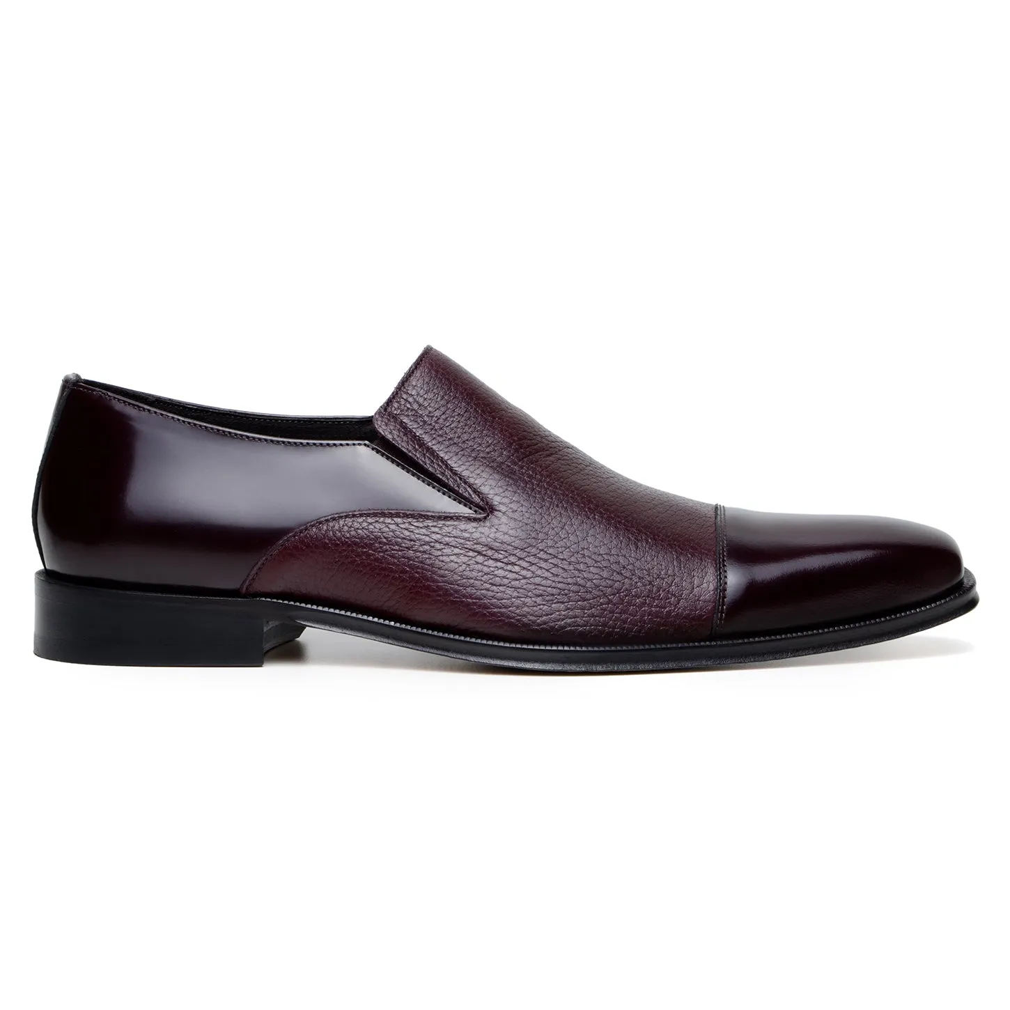 Studio Belvedere Andreo Men's Shoes Deer-Skin / Calf-Skin Leather Cap-Toe Slip-On Loafer  (SBV1012)