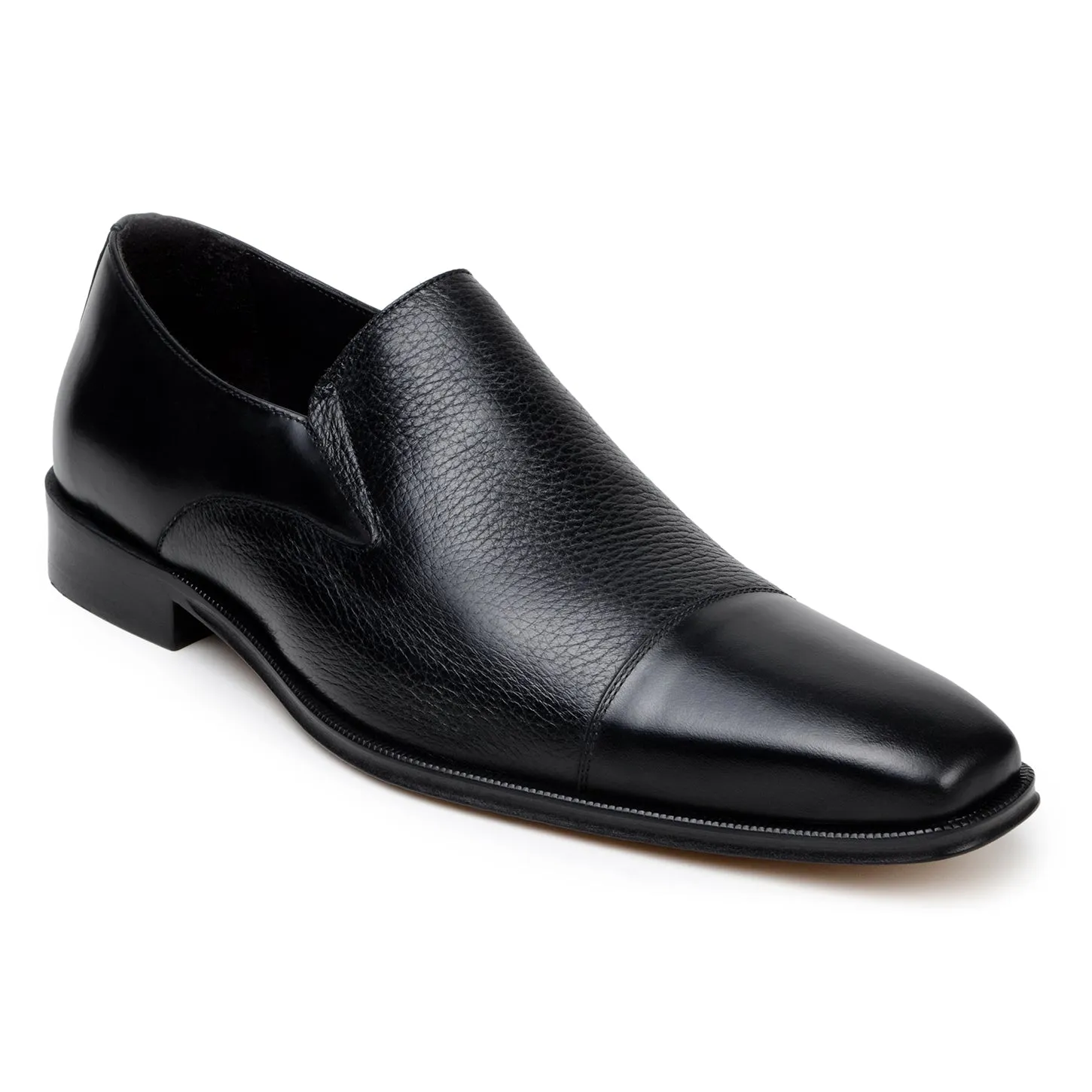Studio Belvedere Andreo Men's Shoes Deer-Skin / Calf-Skin Leather Cap-Toe Slip-On Loafer  (SBV1012)