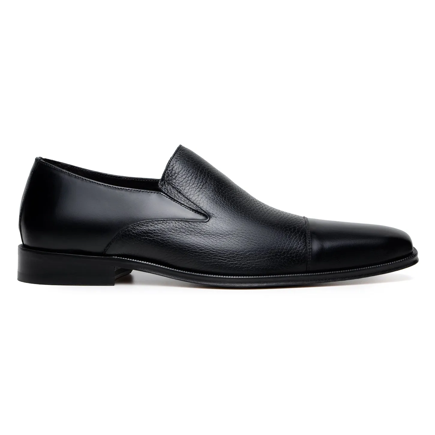 Studio Belvedere Andreo Men's Shoes Deer-Skin / Calf-Skin Leather Cap-Toe Slip-On Loafer  (SBV1012)