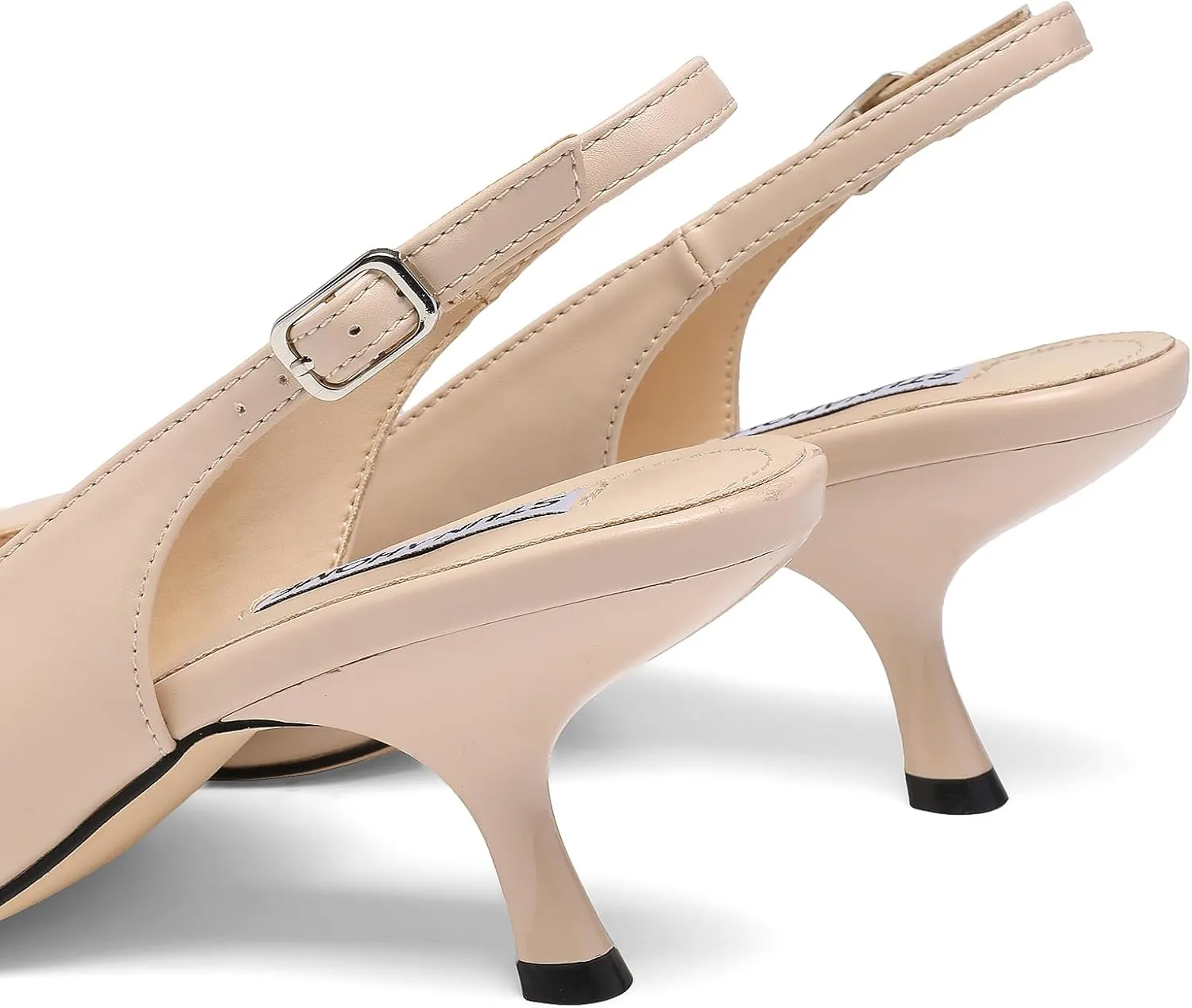 STUNAHOME Womens Slingback Kitten Heels Closed Pointed Toe Bowknot Knitted Slip On Work Pumps Dress Shoes, Gold