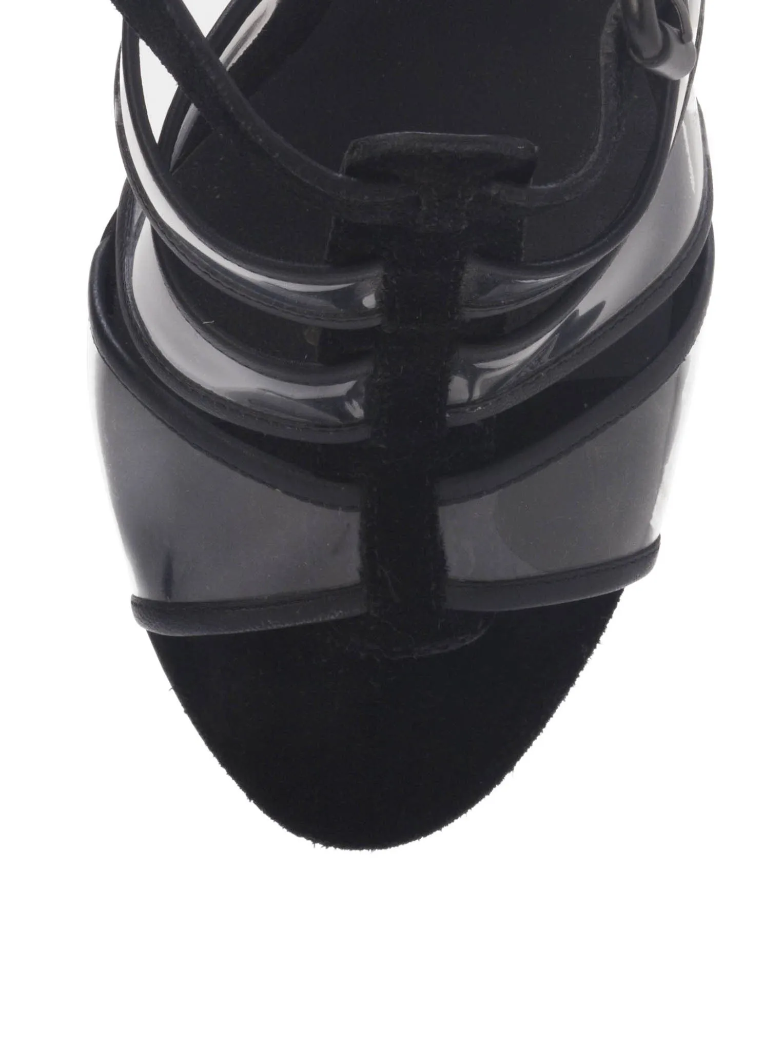 Suede and PVC T-Strap Sandal