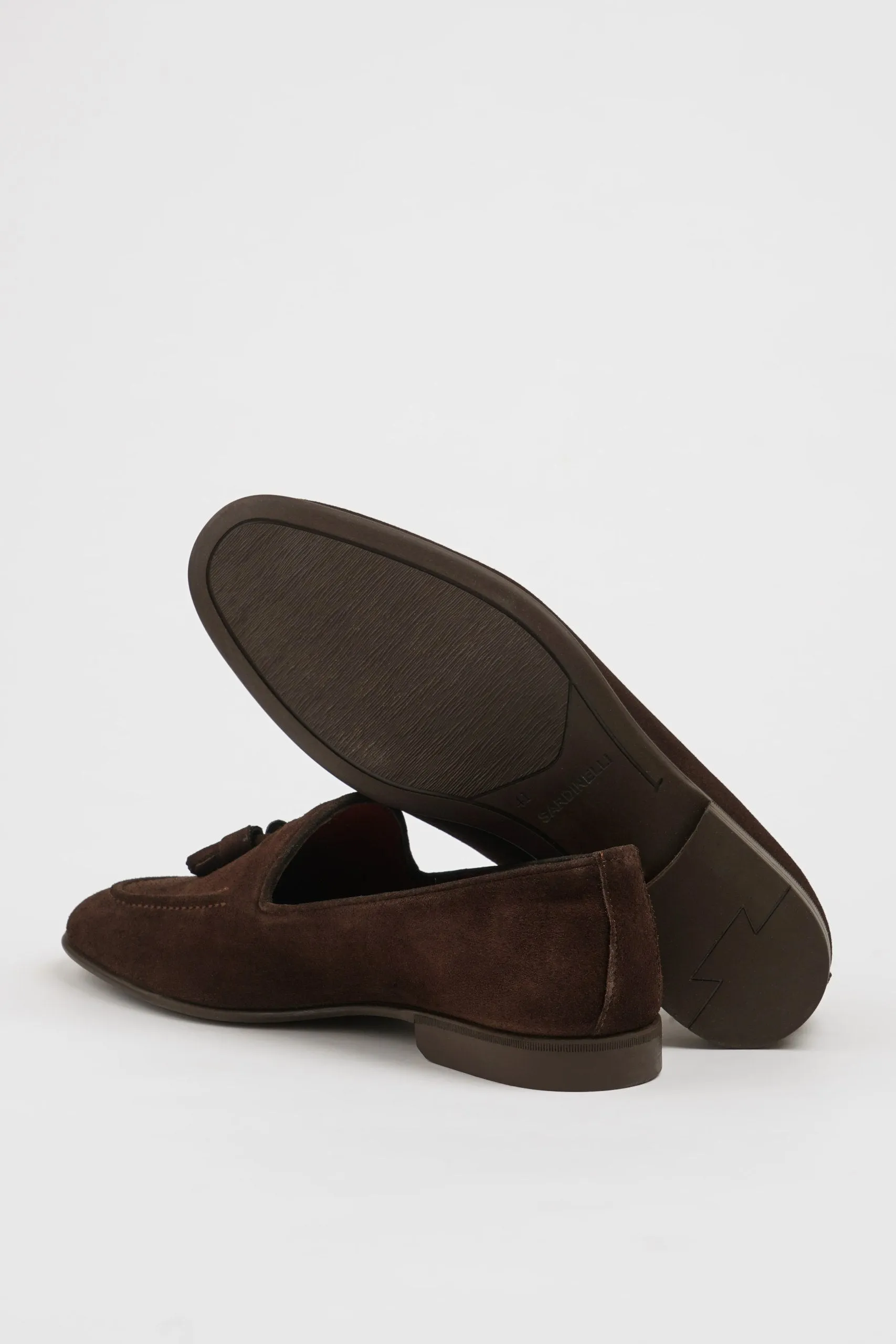 SUITHARBOR Brown Suede Tassel Loafers for Men