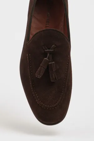 SUITHARBOR Brown Suede Tassel Loafers for Men