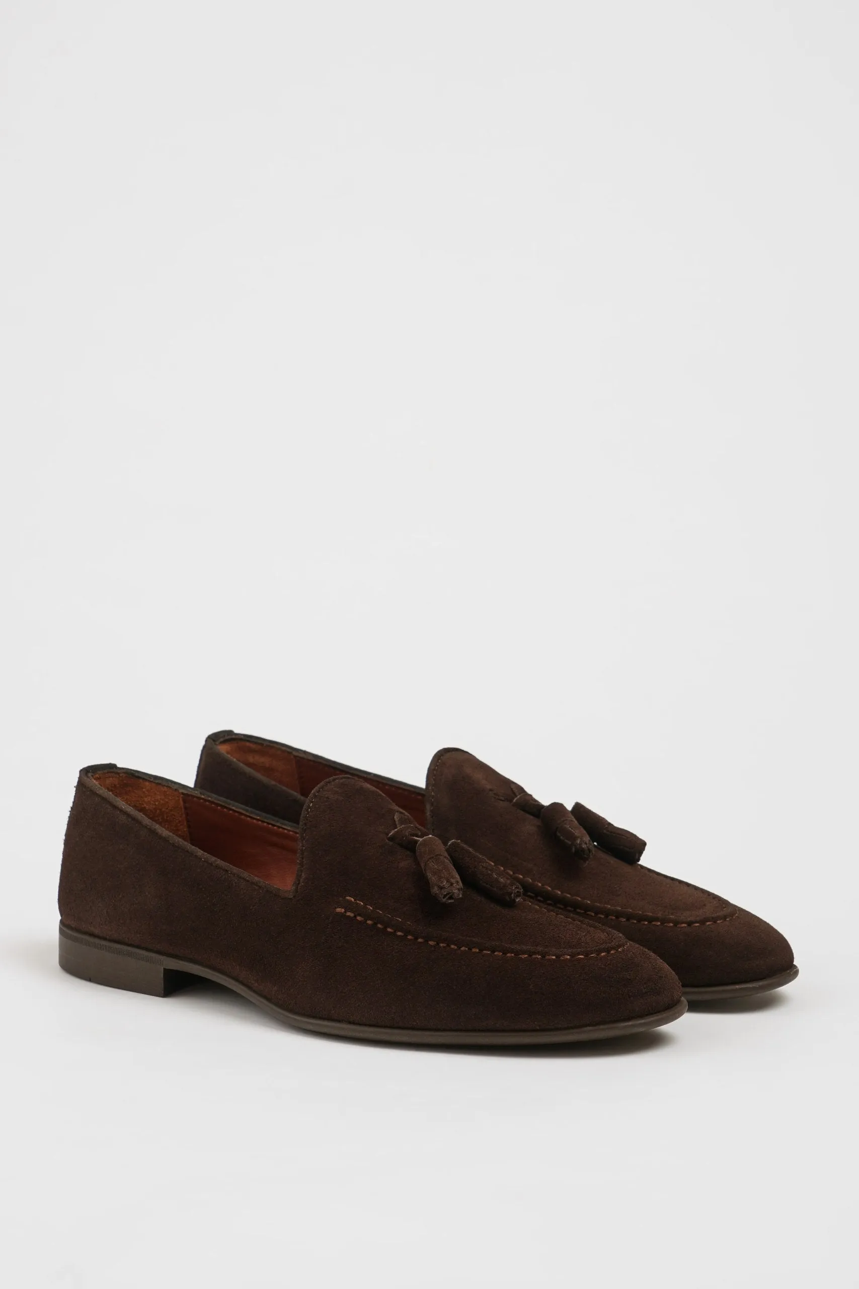 SUITHARBOR Brown Suede Tassel Loafers for Men