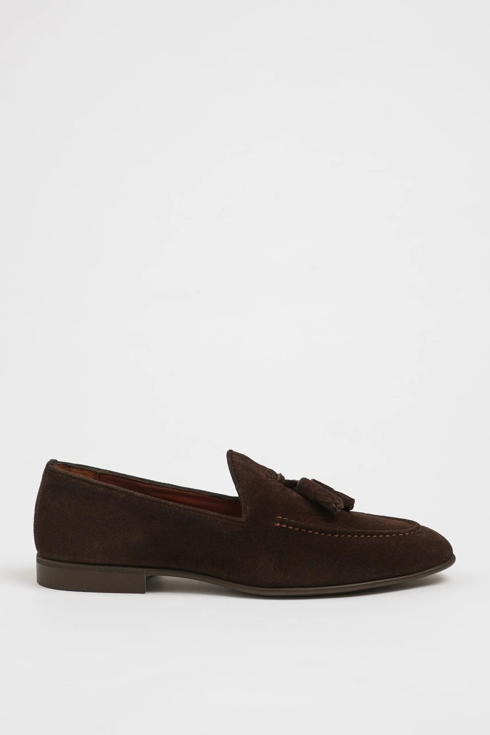 SUITHARBOR Brown Suede Tassel Loafers for Men