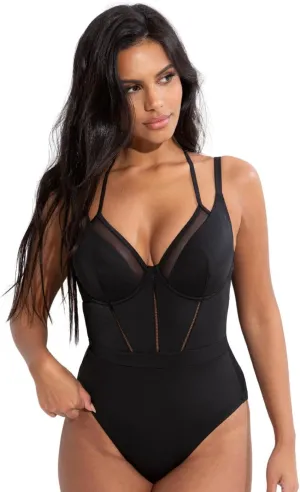 Sydney Double Strap Control Underwire One-Piece 36DD, Black