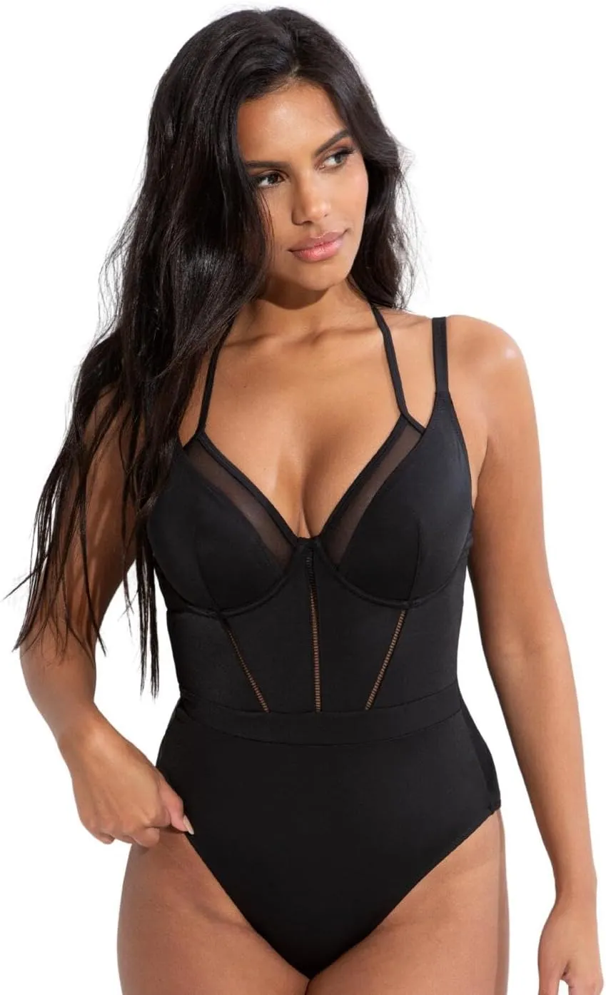 Sydney Double Strap Control Underwire One-Piece 36DD, Black