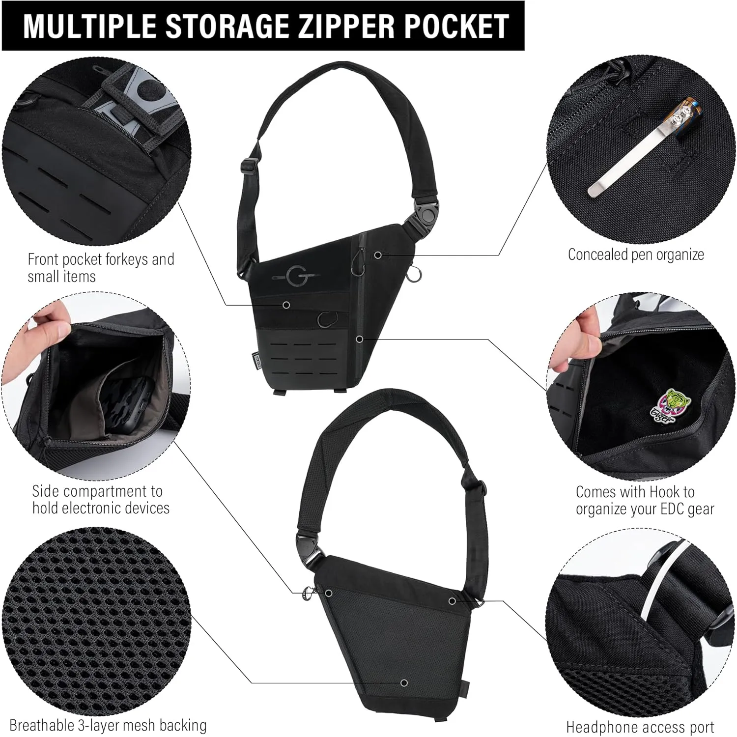 TACTICAL GEEK Lightweight Multipurpose Daypack for Daily Carry, Outdoor Sports, Hiking, Camping, Trekking