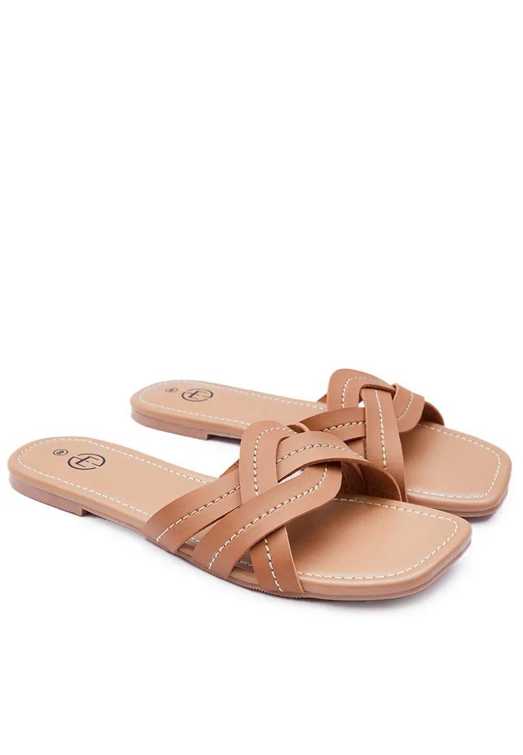 Tan Crisscross Sandals