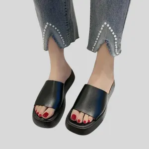 Teagan - Sleek Minimalist Slide Sandals Featuring a Chic Wide Strap