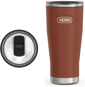 THERMOS ICON SERIES, Stainless Steel Cold Tumbler with Slide Lock, 24 Ounce, Saddle