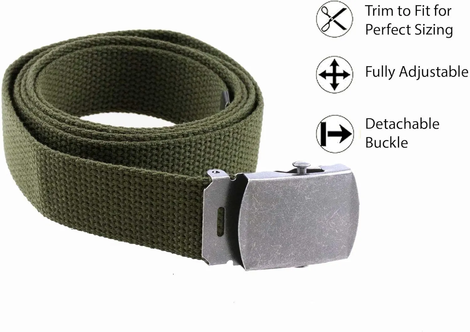 Thomas Bates Cargo Cotton Military Cut to Fit Web Belt with Removable Nickel Buckle