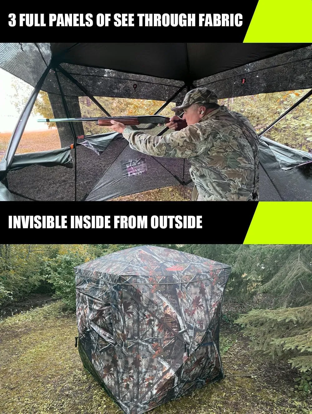 THUNDERBAY See Through Hunting Blind 270/360 Degree with Carrying Bag & Ground Stakes, 2-3 Person Pop Up Ground Blinds, Portable Durable Hunting Tent for Deer & Turkey Hunting