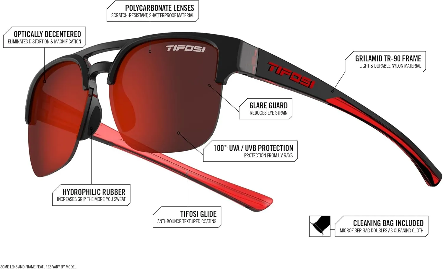 Tifosi Salvo Sport Sunglasses - Ideal For Fishing, Hiking, Running, Active Lifestyle And Trendy Looks