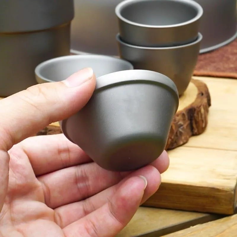 Titanium Alloy Tea Cup 30ML Outdoor Portable Small Wine Cup Home Kung Fu Tea Cup(1PC)