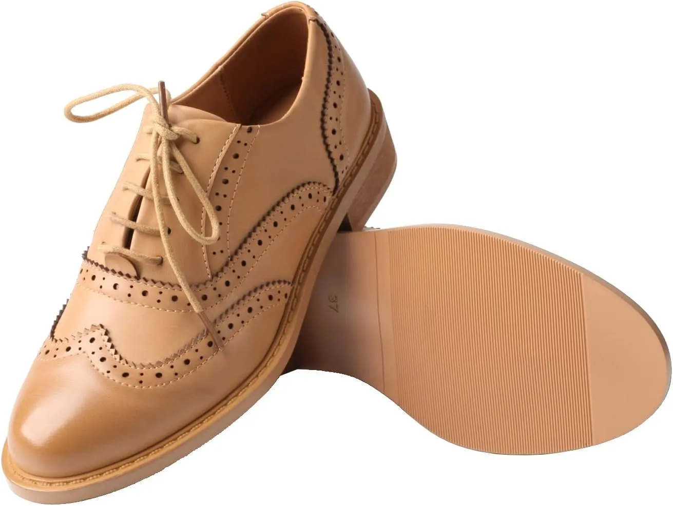 TMA EYES Baroque Retro Carved British Style Lace-up Oxford Women's Casual Leather Shoes