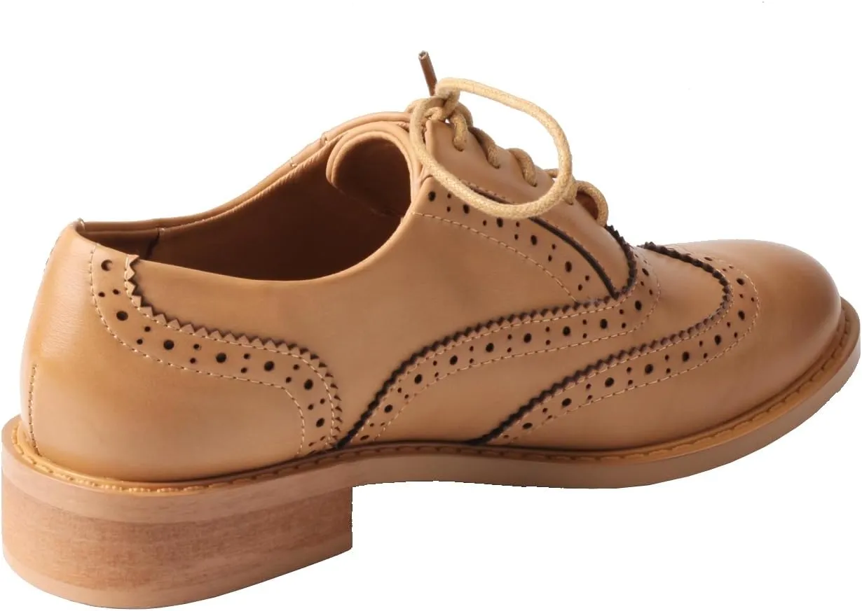 TMA EYES Baroque Retro Carved British Style Lace-up Oxford Women's Casual Leather Shoes