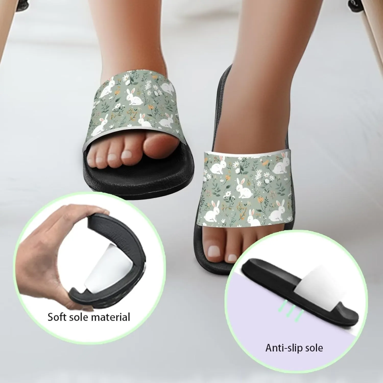 Toddler Slide Sandals Lightweight Slippers Slip Resistant Footwear Cushioned Thick Sole Beach Slides Pool Sandals