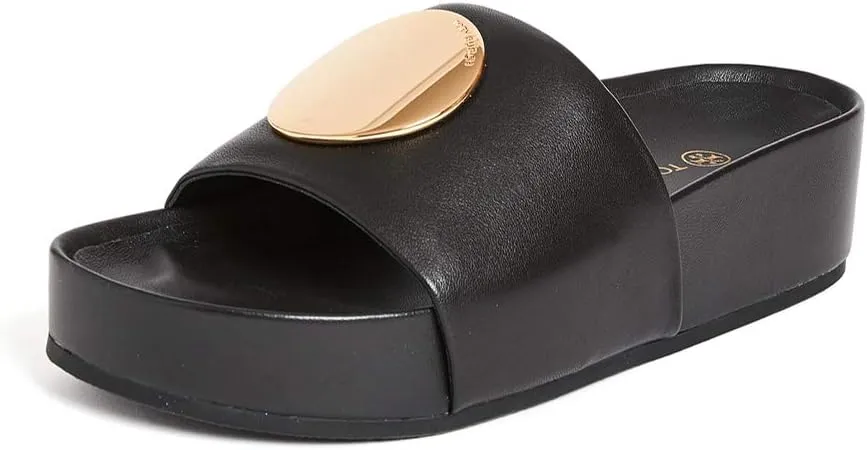 TORY BURCH PATOS LEATHER SLIDE SANDALS
