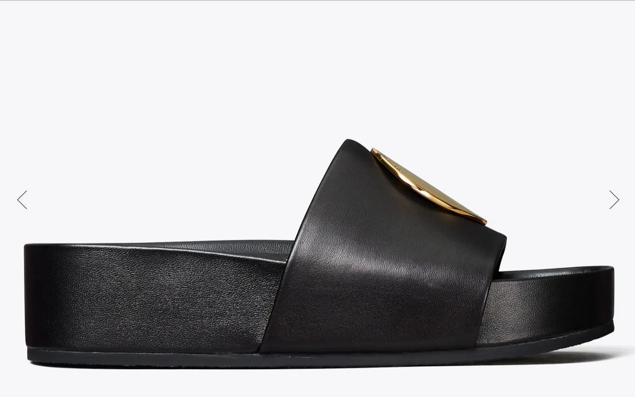 TORY BURCH PATOS LEATHER SLIDE SANDALS