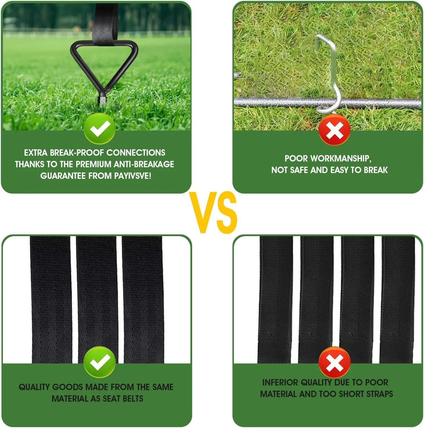 Trampoline Stakes Heavy Duty Trampoline Anchors Kit, Spiral Screw In Ground Anchors with Straps, Earth Anchors Earth Anchors Swing Set Anchors for Trampoline