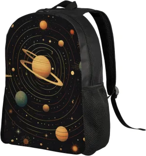 Travel Laptop Backpack Retro Astronomical Pattern Carry On Backpack Casual Daypack Waterproof Business Work Bag