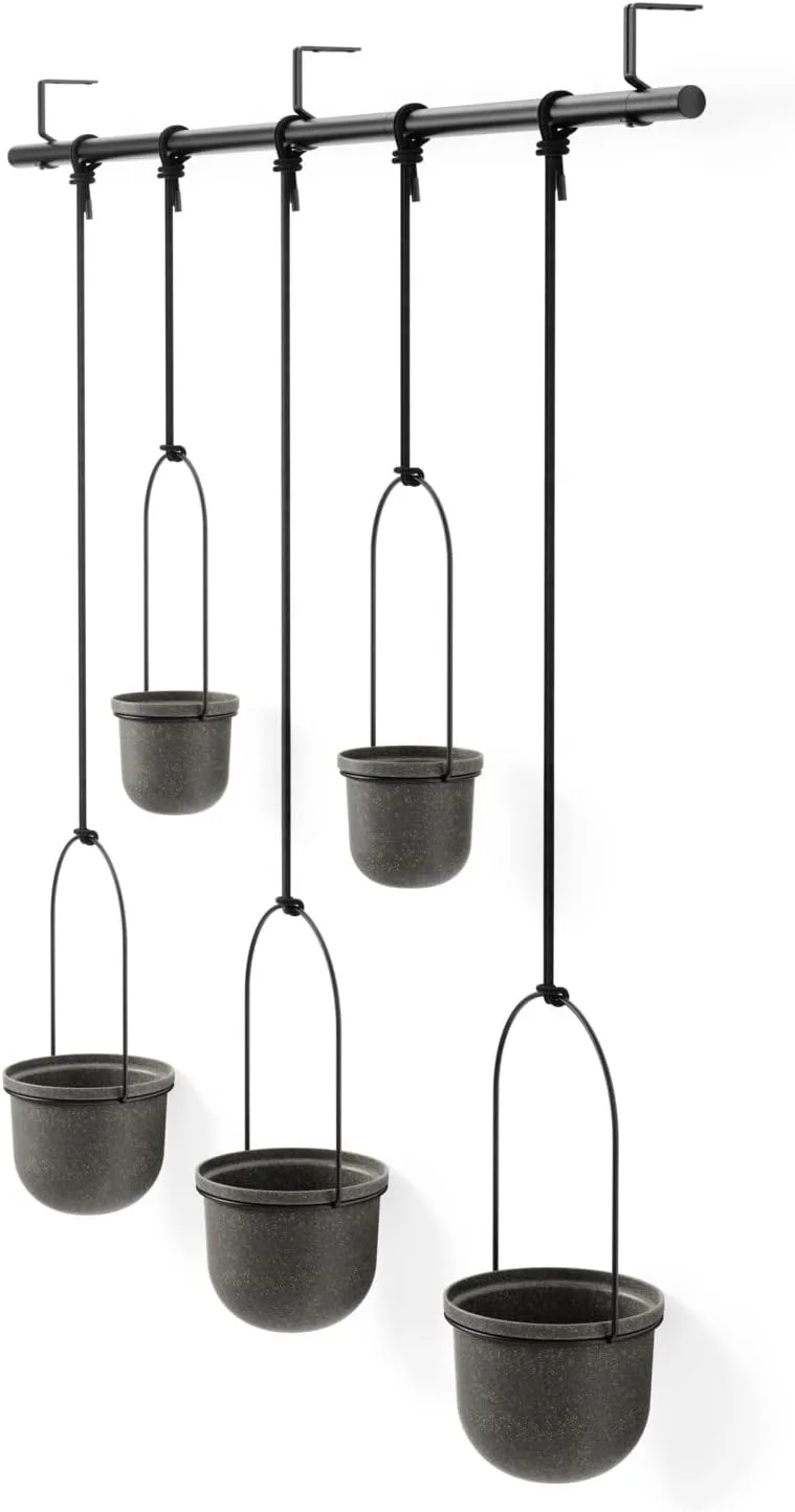 Umbra Triflora Hanging Planter, Set of 5, Black