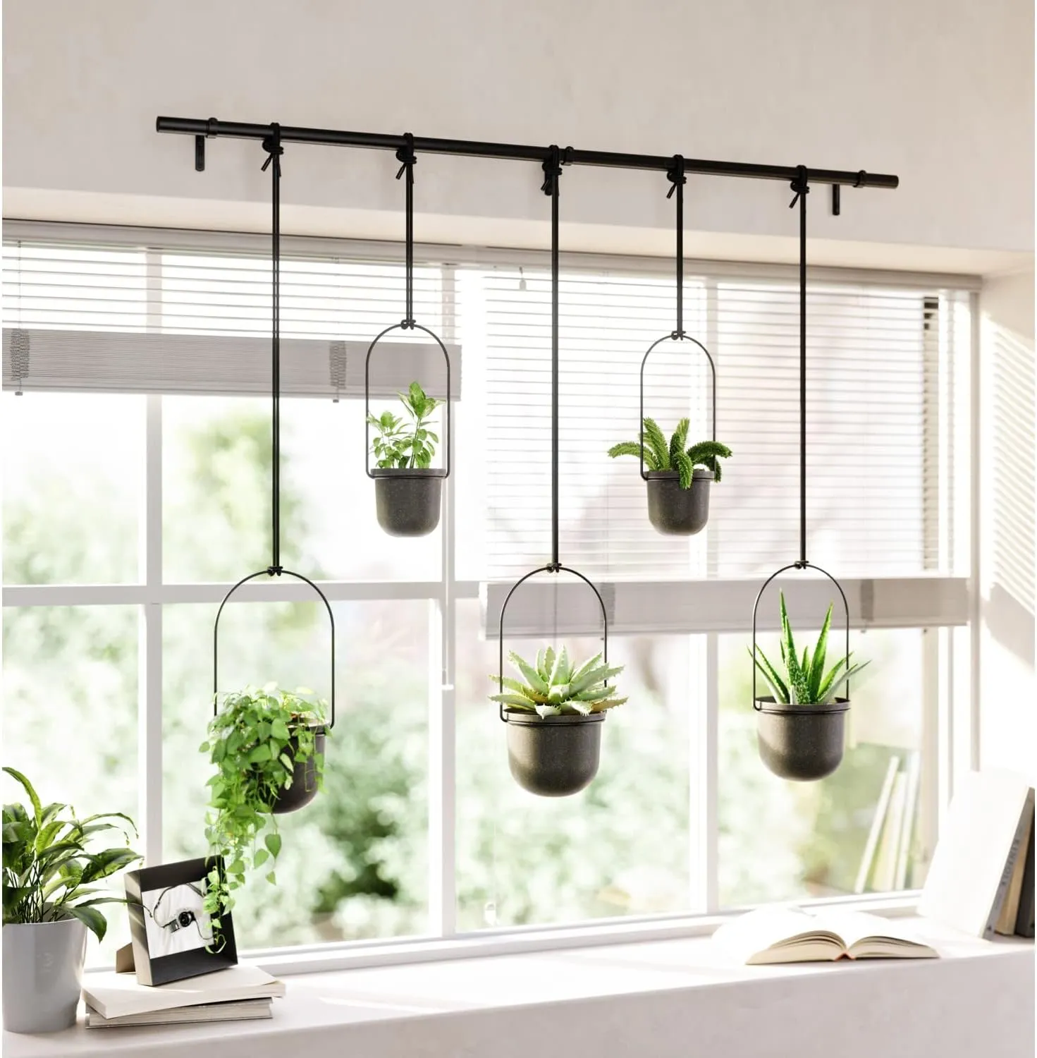 Umbra Triflora Hanging Planter, Set of 5, Black