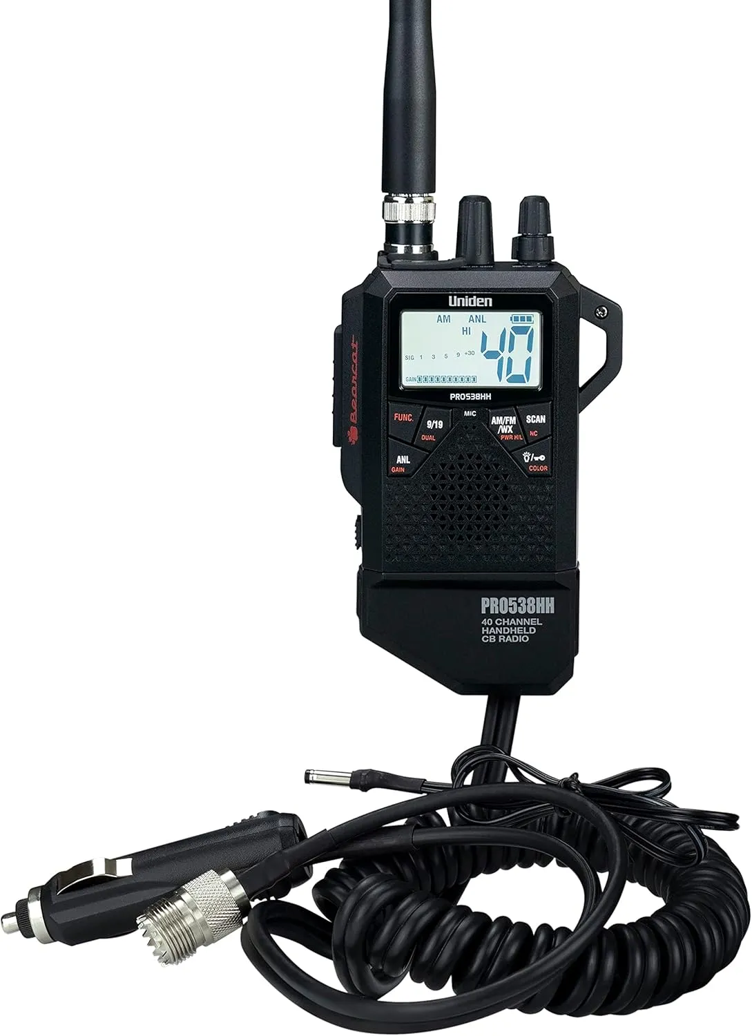 Uniden PRO538HHFM, “2 in 1” Dual Handheld/Mobile Emergency CB Radio with New FM Mode, Full 40 Channels, NOAA Weather Alerts, and Selectable 4-Watts HI/1-Watt Low Output Power.