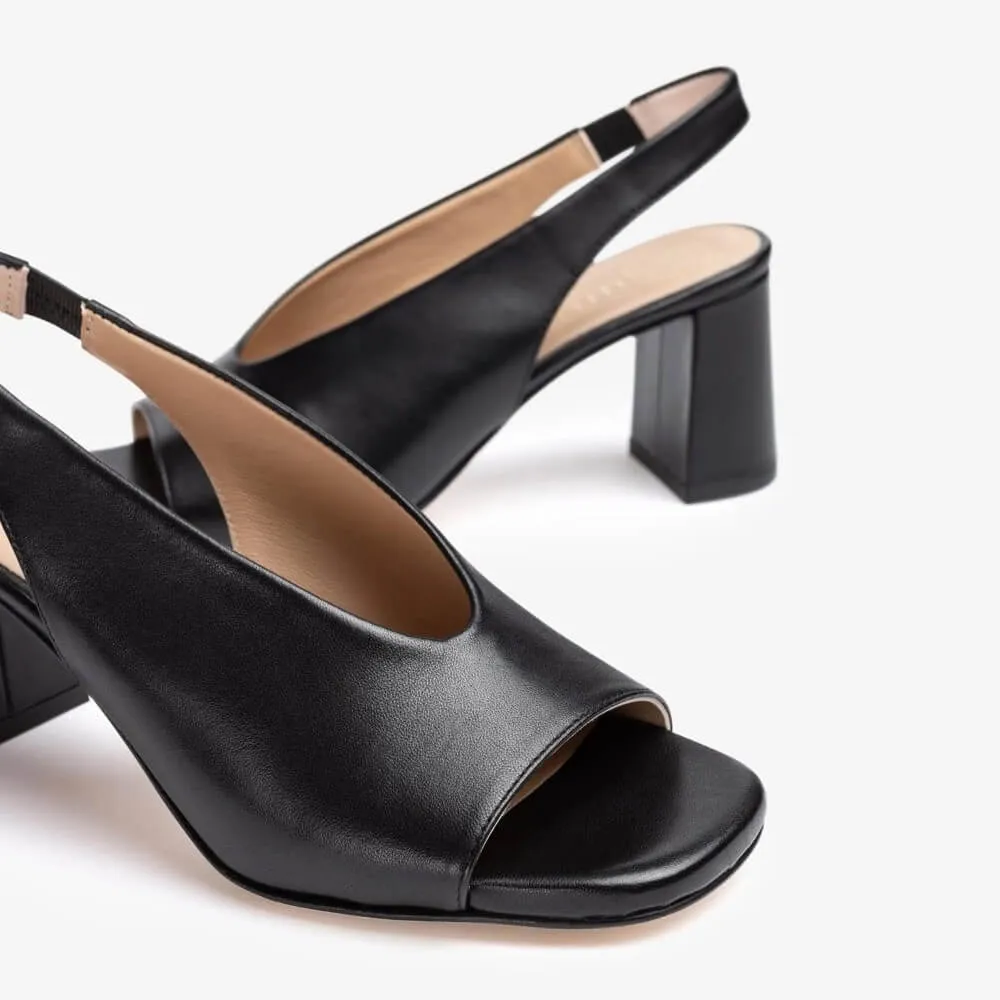 UNISA MONDY PEEPTOE SLINGBACK-BLACK Leather