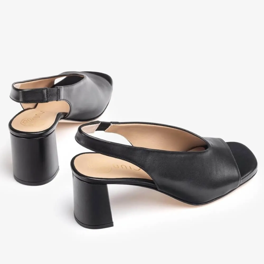 UNISA MONDY PEEPTOE SLINGBACK-BLACK Leather
