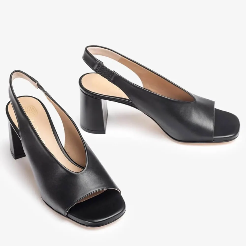 UNISA MONDY PEEPTOE SLINGBACK-BLACK Leather