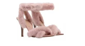 VALENTINO ANKLE STRAP MINK FUR SANDALS