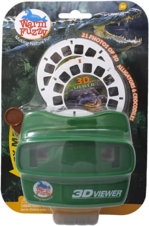 Warm Fuzzy 3D Viewfinder (Alligator) - Kids & Adults Classic Slide Viewer, 3D Reel Viewer, Retro Vintage Toys with 3 Reels - 21 High Definition 3D Images