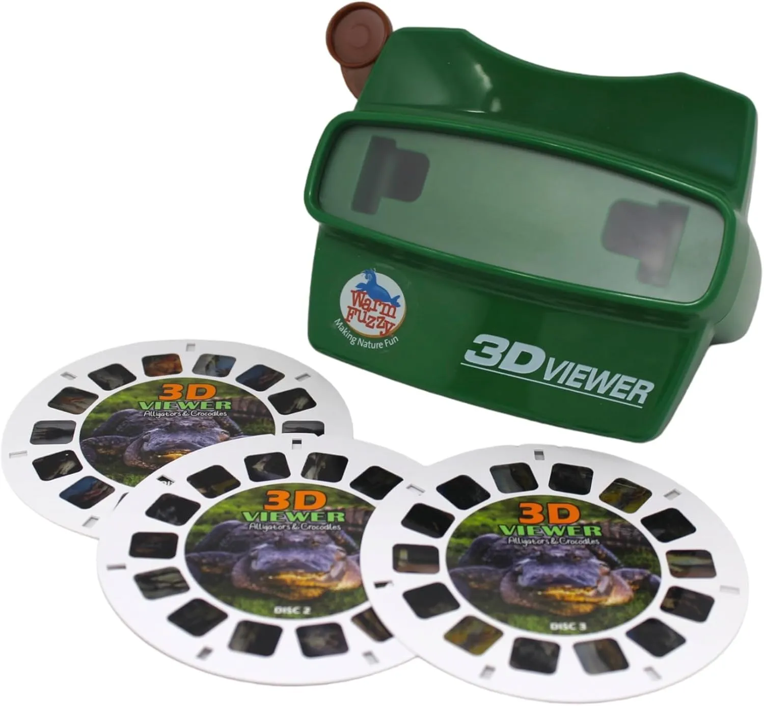 Warm Fuzzy 3D Viewfinder (Alligator) - Kids & Adults Classic Slide Viewer, 3D Reel Viewer, Retro Vintage Toys with 3 Reels - 21 High Definition 3D Images
