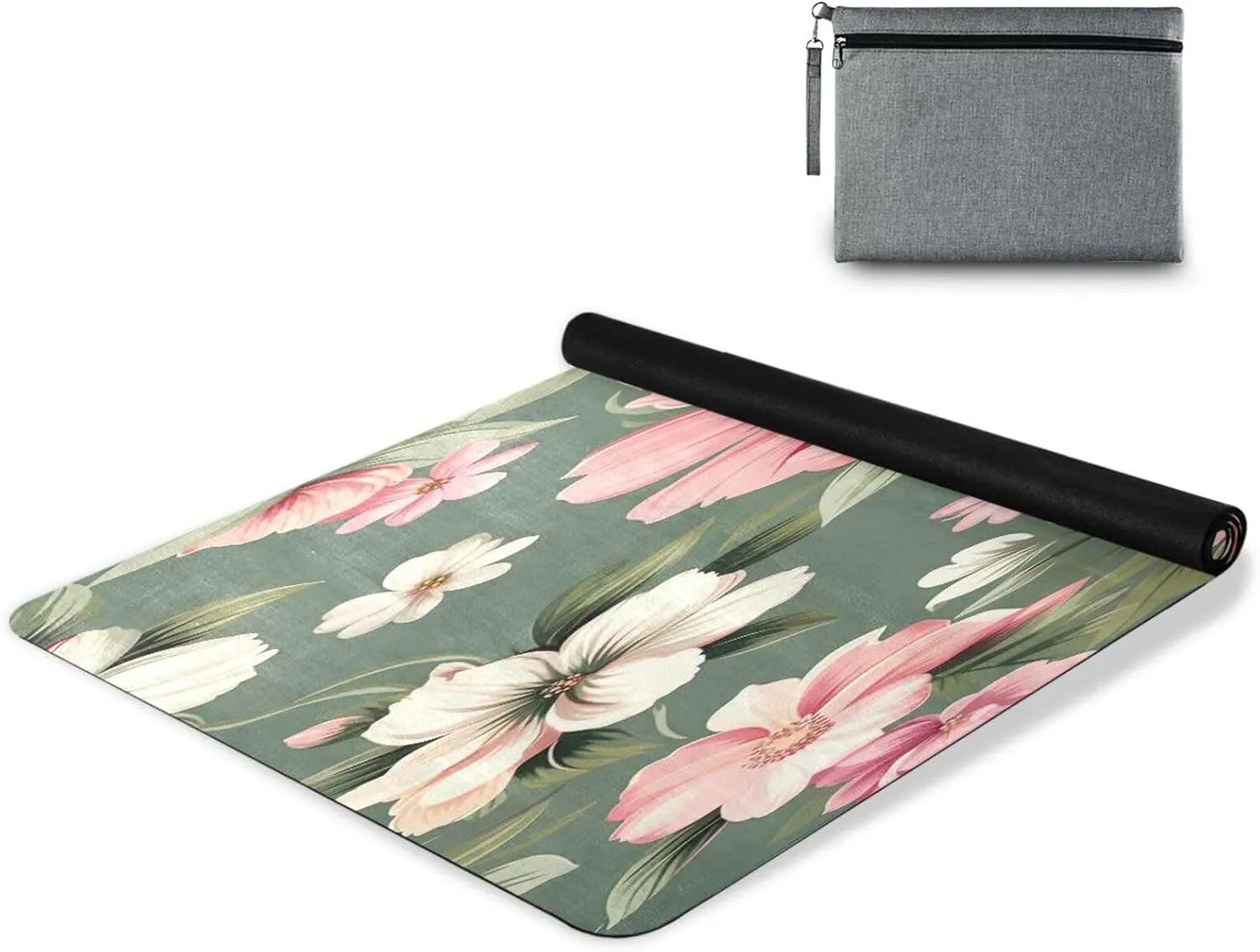 Watercolor Flowers Yoga Mat Tear Resistance & Thick Gym Fitness Mat,Non Slip Natural Rubber Yoga Mat for Yoga, Pilates & Floor Workouts