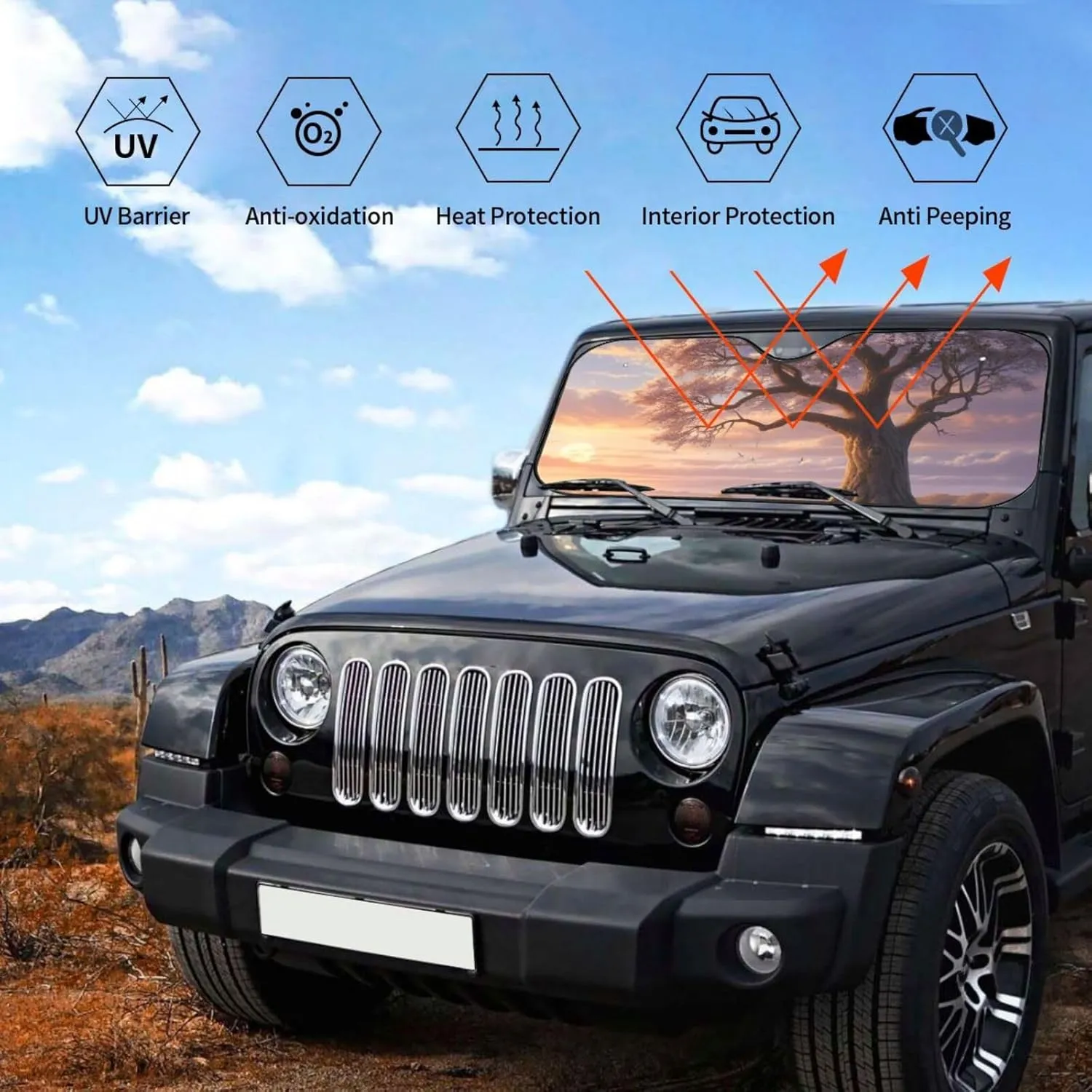 Whispered Wonders Printed Sun Visor for Car,Car Front Windshield Visor Sun Shade, Thickened Universal