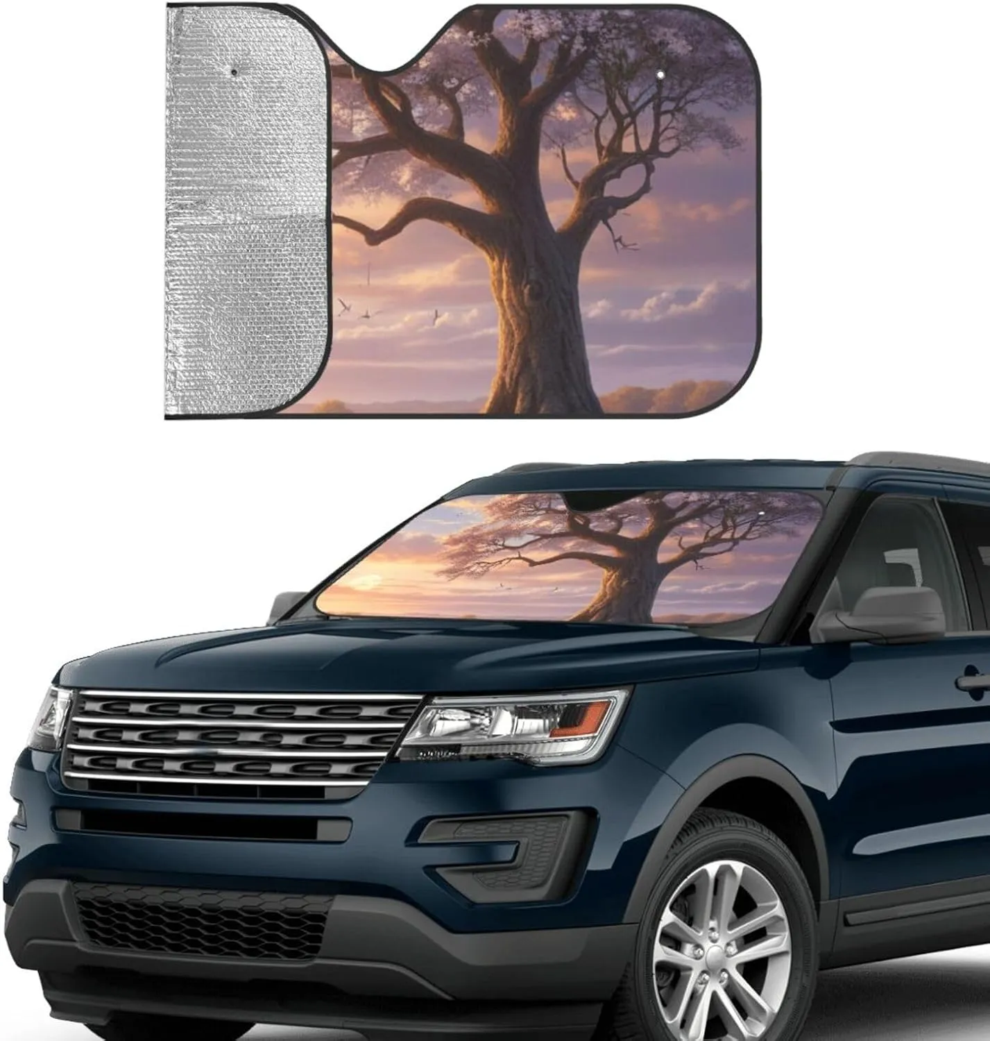 Whispered Wonders Printed Sun Visor for Car,Car Front Windshield Visor Sun Shade, Thickened Universal